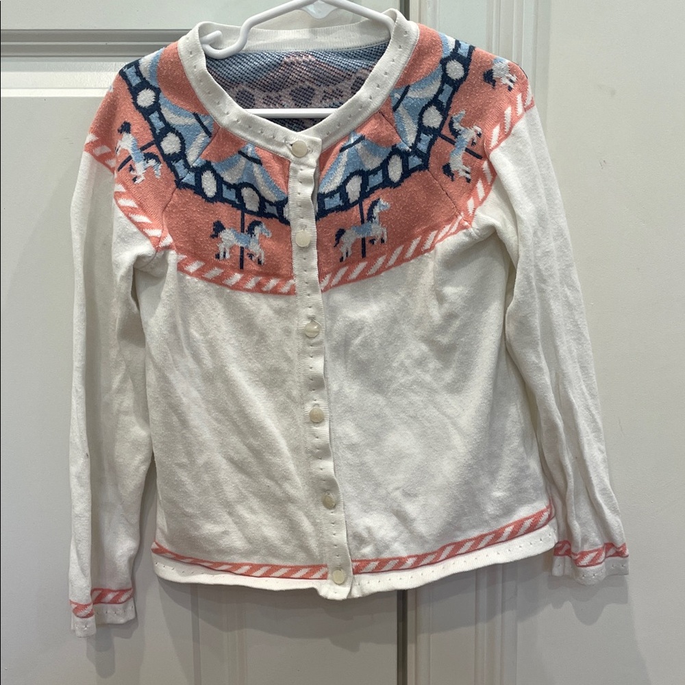 Classic Prep White and Pink Kids Sweater